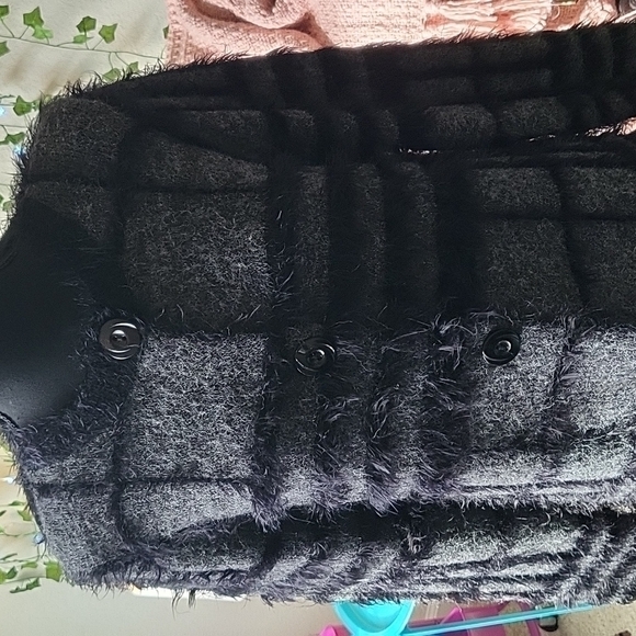 💚2xHP💚Nicole Alexander Wool Blend Super Soft Eyelash Grey and Black Cardigan - Picture 2 of 7